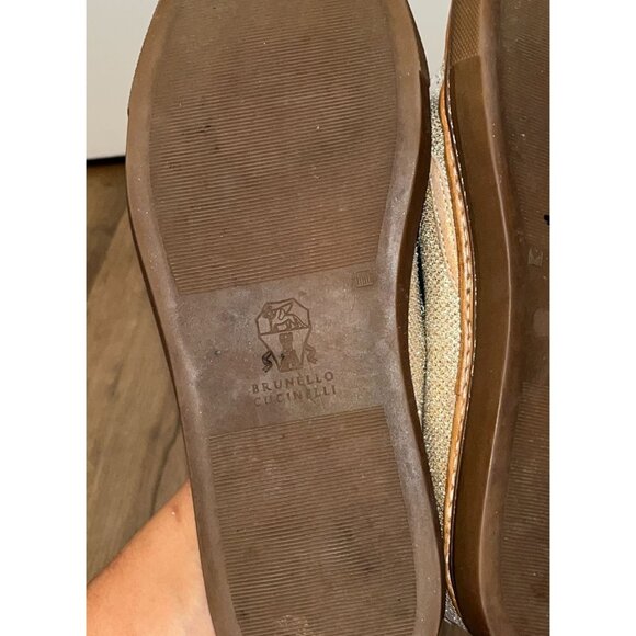 Brunello Cucinelli Metallic Gold Slip On Loafers Womens shoes 37.5 - Picture 9 of 10